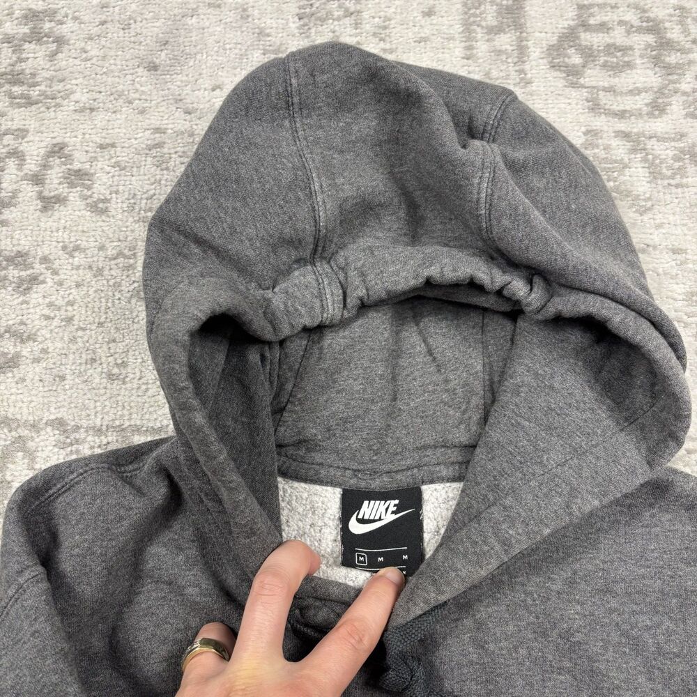 Nike Box Logo Hoodie Mens Gray Pullover Casual Spellout Size Medium - Picture 4 of 5